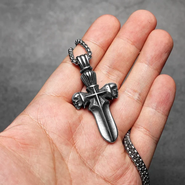 S9daf05abfd8c4e47a3e4131e45121b6bC.webp Cross Skull Sword Men Necklaces Stainless Steel Pendant Chain Women Fashion Jewelry Punk New In Accessories Gifts Wholesale