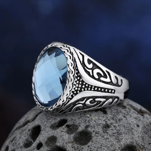 S9ea6cc836a4d48f6a881b82e1bc1eec0t.webp Stainless Steel Jewelry Ring Men Blue Stone Rings 2024 Trend Charm Fashion Male Women Finger Band Engagement Wedding Gift