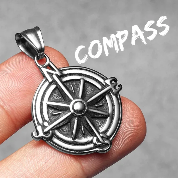 S9fabff2543f84a9bae316c4f127d1689c.webp Compass Amulets Men Necklaces Stainless Steel Pendant Chain Women Fashion Jewelry Punk New In Accessories Gifts Wholesale