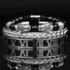 Luxury Set Bracelets Men Double Leopard head Handmade Enamel Roman Numeral Bangles Rope Buckle Stone Beads Jewelry Dropshipping