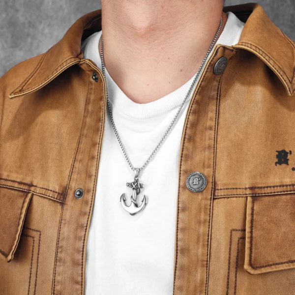 Sa1de8b7c427343cd8adb2489ab61f6e32.webp Pirate Anchor Stainless Steel Jewelry Men Simple Necklaces with Pendant for Male Women Punk Hip Hop Accessories Gifts Wholesale
