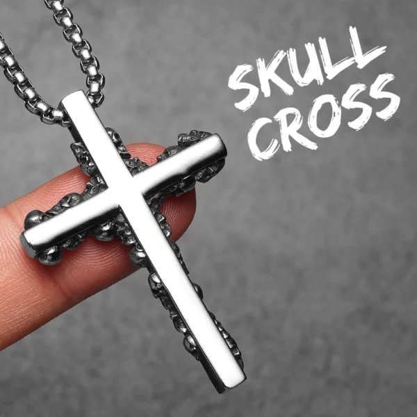 Sa23420177325476faef4030c53be4da7m.webp Skull Cross Men Necklaces Stainless Steel Pendant Chain Women Fashion Jewelry Punk Unique New In Accessories Gifts Wholesale