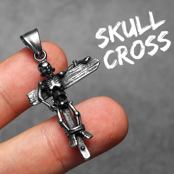 Sa23d46e9b21c4147861723a1ee6e243bs-1.webp Jesus Skull Cross Men Necklaces Stainless Steel Pendant Chain Women Fashion Jewelry Punk New In Accessories Gifts Wholesale