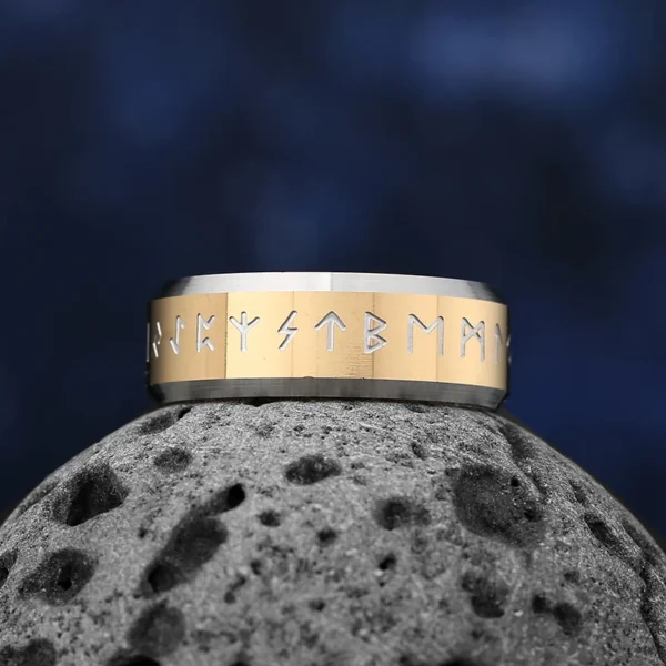 Sa296e68082034c95a7d60a0ee2232b75P.webp Carbide Anillos for Men Stress Release Accessory Classic Stainless Steel Wedding Band Casual Viking Rune Sport Jewelry OSR1070