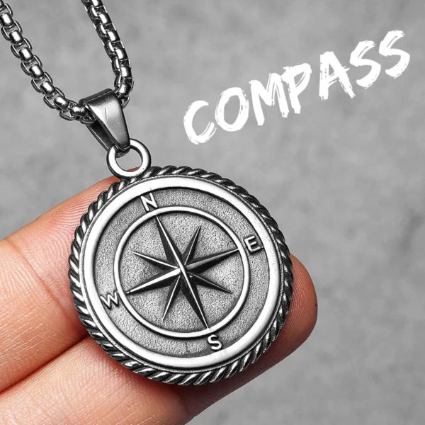 Sa2e7865d1aea4d2591f524f2c4ae920c3.webp Compass Anchor Men Necklaces Stainless Steel Pendant Chain Women Fashion Jewelry Punk New In Accessories Gifts Wholesale