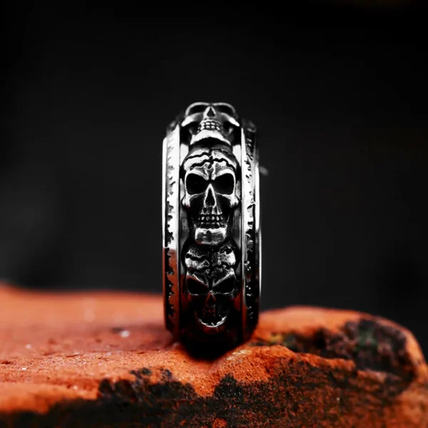 Sa4e9f5f9652b4bf4be33d198d5b3fd92g.webp BEIER 2024 New Fashion 316L Stainless Steel Punk Spinning Skull Ring Unique Men's Ring Biker Gothic Jewelry