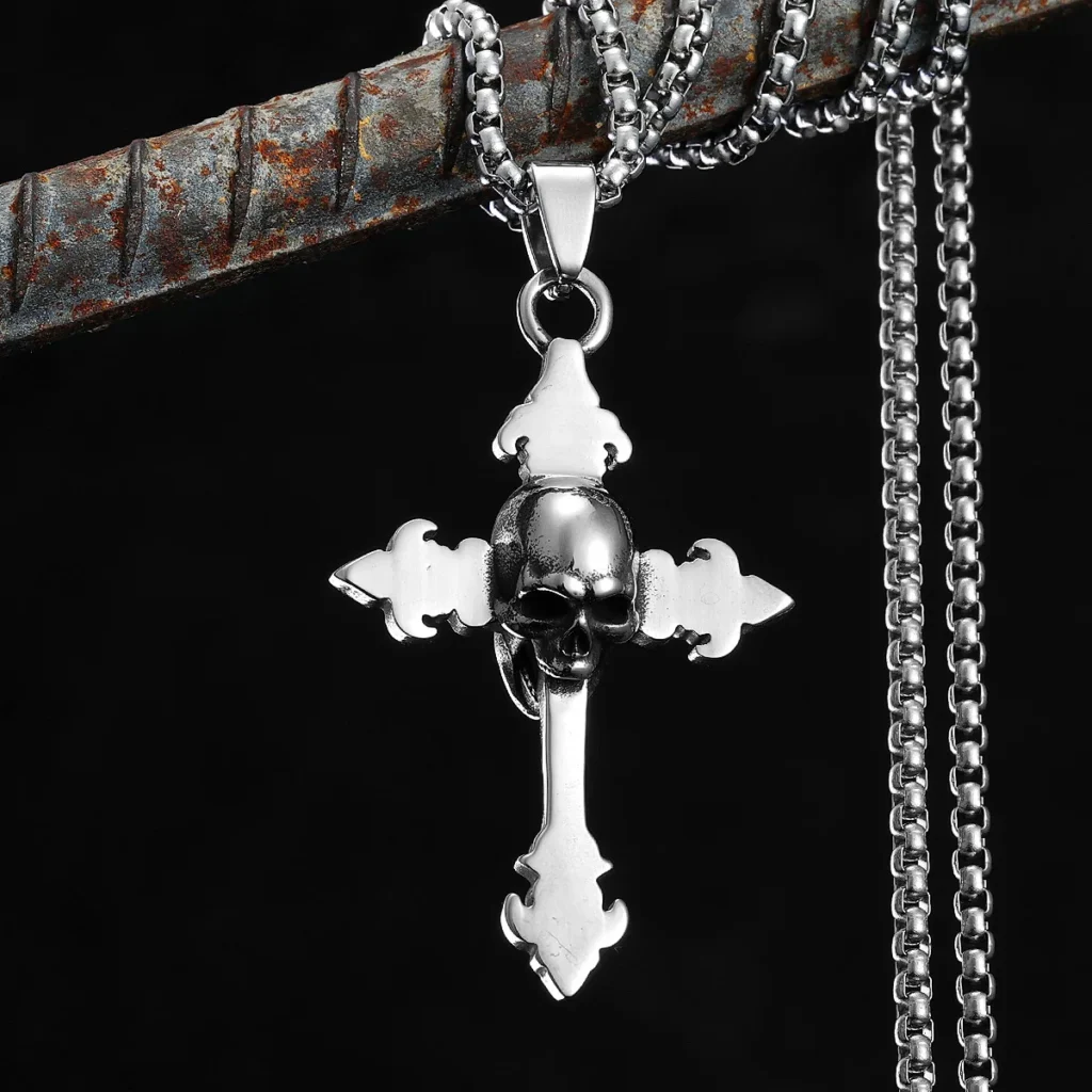 Simple Skull Cross Men Necklaces Stainless Steel Pendant Chain Women Fashion Jewelry Punk New In Accessories Gifts Wholesale