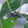 Punk Rock 2024 New Biker 316L Stainless Steel Bat Pendant Necklace For Man Women Vintage Animal Jewelry