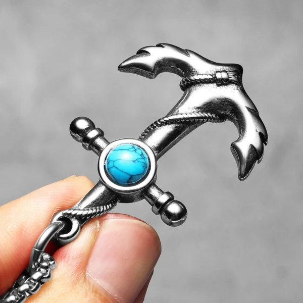 Sa5b27096f8b043f38c9c02ff7bbaabcbc.webp Anchor Turquoise Men Necklaces Stainless Steel Pendant Chain Women Fashion Jewelry Punk New In Accessories Gifts Wholesale