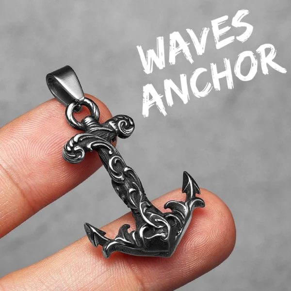Sa65d1efe98d84bbcb77e6ee39d184e253.webp Sea Wave Anchor Men Necklaces Stainless Steel Pendant Chain Women Fashion Jewelry Punk New In Accessories Gifts Wholesale