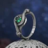 2023 New Vintage 316L Stainless Steel 3D Snake Ring With Green Stone Animal Fashion jewelry For Man Women Boyfriend Gift