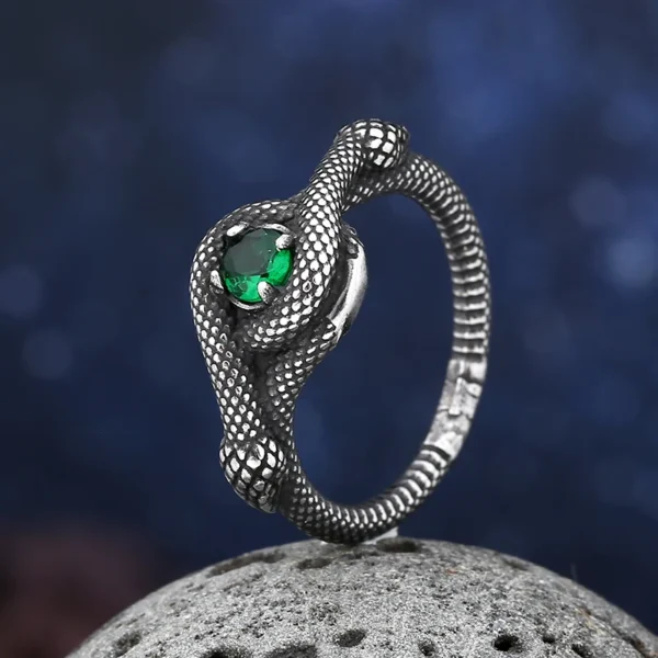 Saaec2791e1234313aa7816249ff41ba79.webp 2023 New Vintage 316L Stainless Steel 3D Snake Ring With Green Stone Animal Fashion jewelry For Man Women Boyfriend Gift