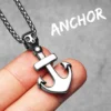 Simple Skull Anchor Men Necklaces Stainless Steel Pendant Chain Women Fashion Jewelry Punk New In Accessories Gifts Wholesale