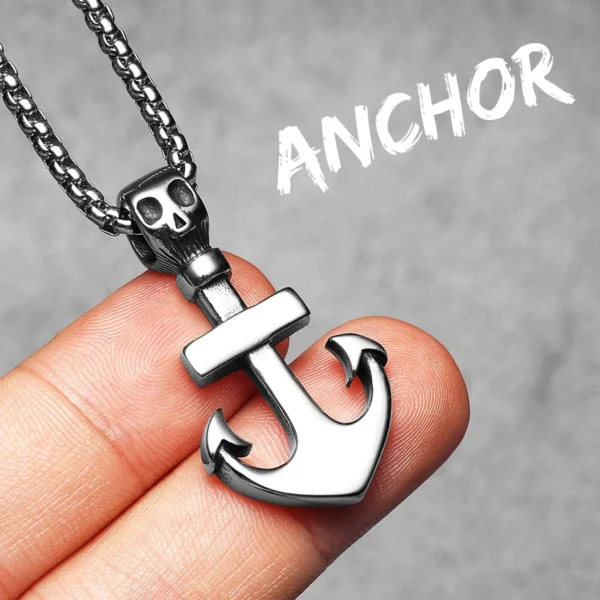 Saf04fc2e7d084da48fd45be11328f9abr.webp Simple Skull Anchor Men Necklaces Stainless Steel Pendant Chain Women Fashion Jewelry Punk New In Accessories Gifts Wholesale