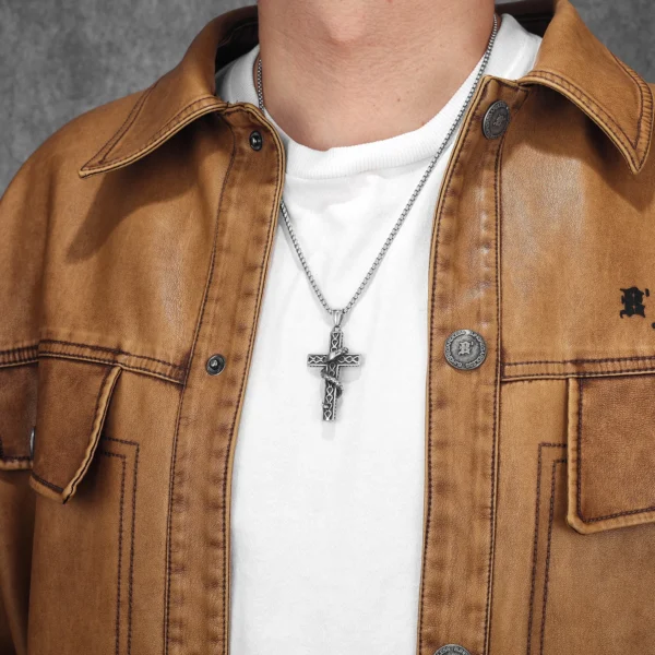 Saf2ba8571e94455f83bc66c6e4bb848ea-3.webp Cross Snake Men Necklaces Stainless Steel Pendant Chain Women Simple Fashion Jewelry Punk Amulets Accessories Gifts Wholesale