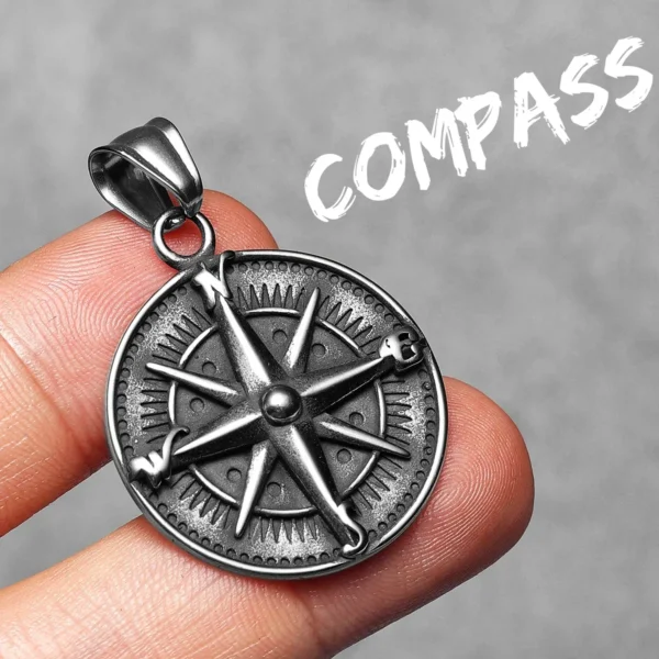 Sb25586c685ca4487bb898f4dbb63c00cA.webp Compass Amulets Men Necklaces Stainless Steel Pendant Chain Women Fashion Jewelry Punk New In Accessories Gifts Wholesale