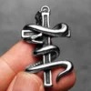 Snake Around Cross Men Necklaces Stainless Steel Pendant Chain Women Fashion Simple Jewelry Punk New Accessories Gifts Wholesale