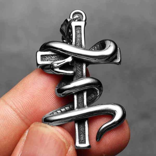 Sb2fe731b57c34ccba933df798f77bc45F-1.webp Snake Around Cross Men Necklaces Stainless Steel Pendant Chain Women Fashion Simple Jewelry Punk New Accessories Gifts Wholesale