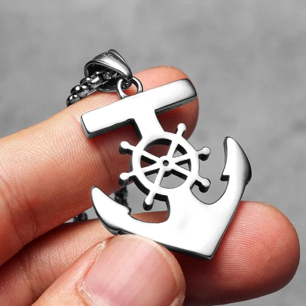 Sb409158511b24547ac4d3a2e295d8366i.webp Anchor Sailor Rudder Men Necklaces Stainless Steel Pendant Chain Women Fashion Jewelry Punk New In Accessories Gifts Wholesale