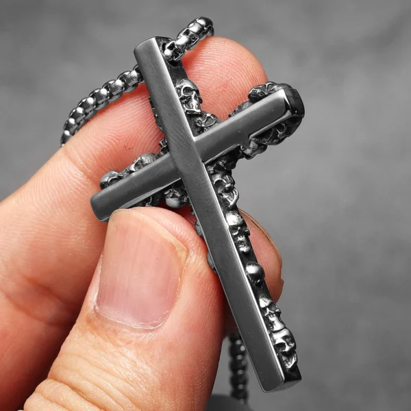 Sb5956941cbf347d3bc0b8d41c4f9ac08f-3.webp Skull Cross Men Necklaces Stainless Steel Pendant Chain Women Fashion Jewelry Punk Unique New In Accessories Gifts Wholesale
