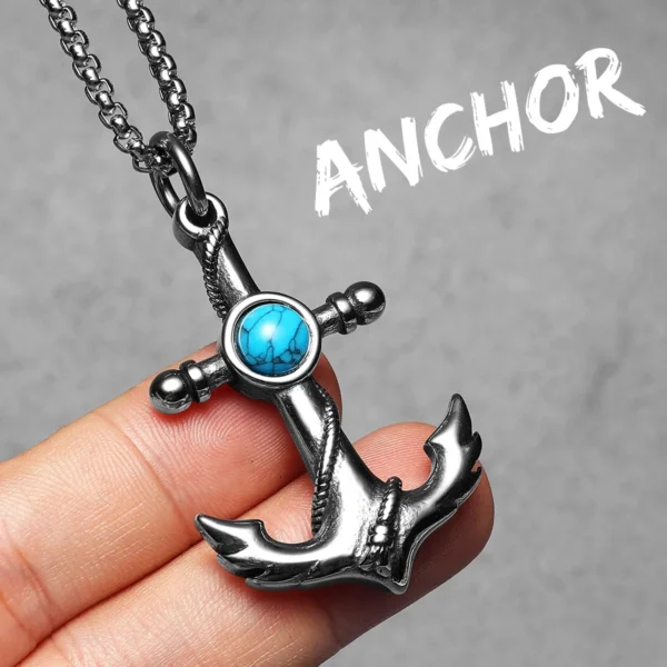 Sb8360d206a674d82b2bf272abc1ae6324.webp Anchor Turquoise Men Necklaces Stainless Steel Pendant Chain Women Fashion Jewelry Punk New In Accessories Gifts Wholesale