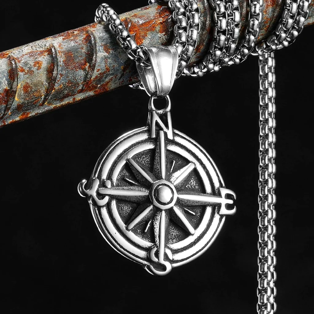 Simple Compass Amulets Men Necklaces Stainless Steel Pendant Chain Women Fashion Jewelry Punk New In Accessories Gifts Wholesale