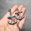 Anchor Turquoise Men Necklaces Stainless Steel Pendant Chain Women Fashion Jewelry Punk New In Accessories Gifts Wholesale