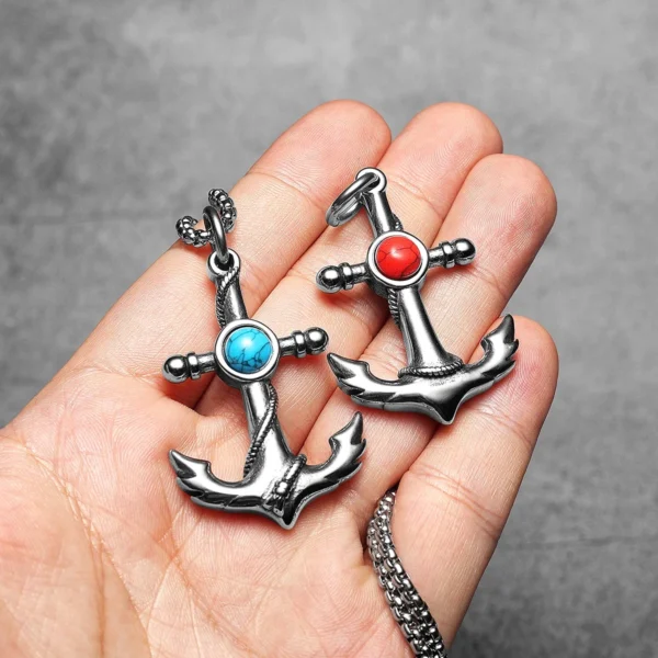 Sc448e823faec4090a20bb4000b166baes.webp Anchor Turquoise Men Necklaces Stainless Steel Pendant Chain Women Fashion Jewelry Punk New In Accessories Gifts Wholesale