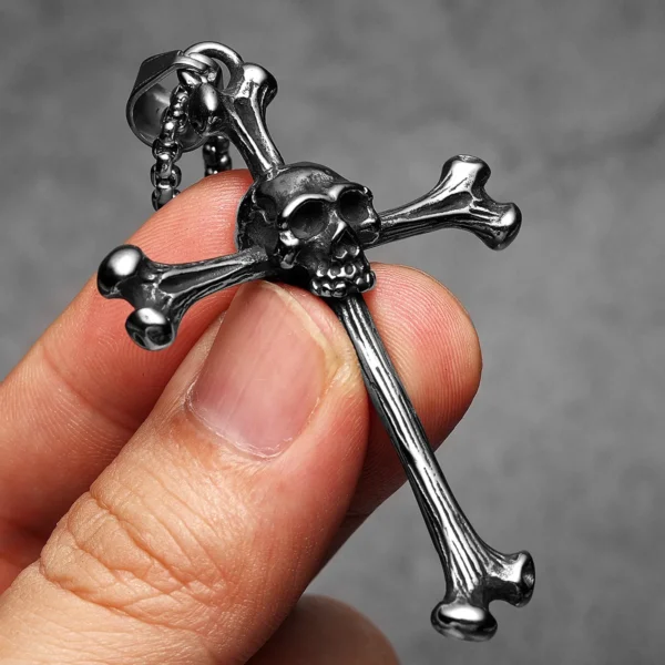 Sc60e3d6858a64533b92412feb2f3c0b6A-1.webp Skull Bone Cross Men Necklaces Stainless Steel Pendant Chain Women Fashion Charm Jewelry Punk New In Accessories Gifts Wholesale