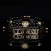 Luxury Set Crown Charm Gold Color Skull Bracelet Stainless Steel Men Black Enamel Roman Number Bangles Europe Couple Jewelry