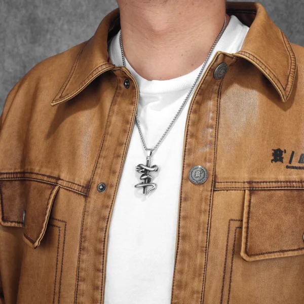 Sce4199c2e64e4d56a50e3da6e5023926r.webp Snake Around Cross Men Necklaces Stainless Steel Pendant Chain Women Fashion Simple Jewelry Punk New Accessories Gifts Wholesale