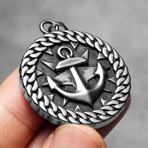 Sd066bf44552f40a1af516d5313aaa992d.webp Round Anchor Rudder Men Necklaces Stainless Steel Pendant Chain Women Fashion Jewelry Punk New In Accessories Gifts Wholesale