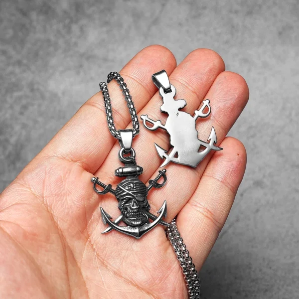 Sd08ecebb248548968259e69c33e7eda3K.webp Pirate Skull Anchor Men Necklaces Stainless Steel Pendant Chain Women Fashion Jewelry Punk New In Accessories Gifts Wholesale