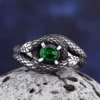 2023 New Vintage 316L Stainless Steel 3D Snake Ring With Green Stone Animal Fashion jewelry For Man Women Boyfriend Gift