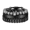 3pcs Luxury Micro Pave CZ Crown Roman Numeral Bracelet  Watch Band Stainless Steel Dudes Rollie Macrame Wristbands Men Jewelry
