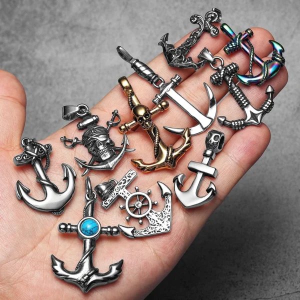 Se30568990b084875b82dd74ba038abffK-4.webp Anchor Sailor Rudder Men Necklaces Stainless Steel Pendant Chain Women Fashion Jewelry Punk New In Accessories Gifts Wholesale