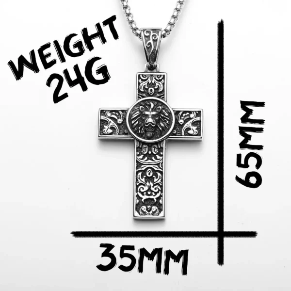 Se429a5b6849548a6b197606f6bb7e59fI.webp Lion Carving Flowers Cross Men Necklaces Stainless Steel Pendant Chain Women Fashion Jewelry Punk Accessories Gifts Wholesale