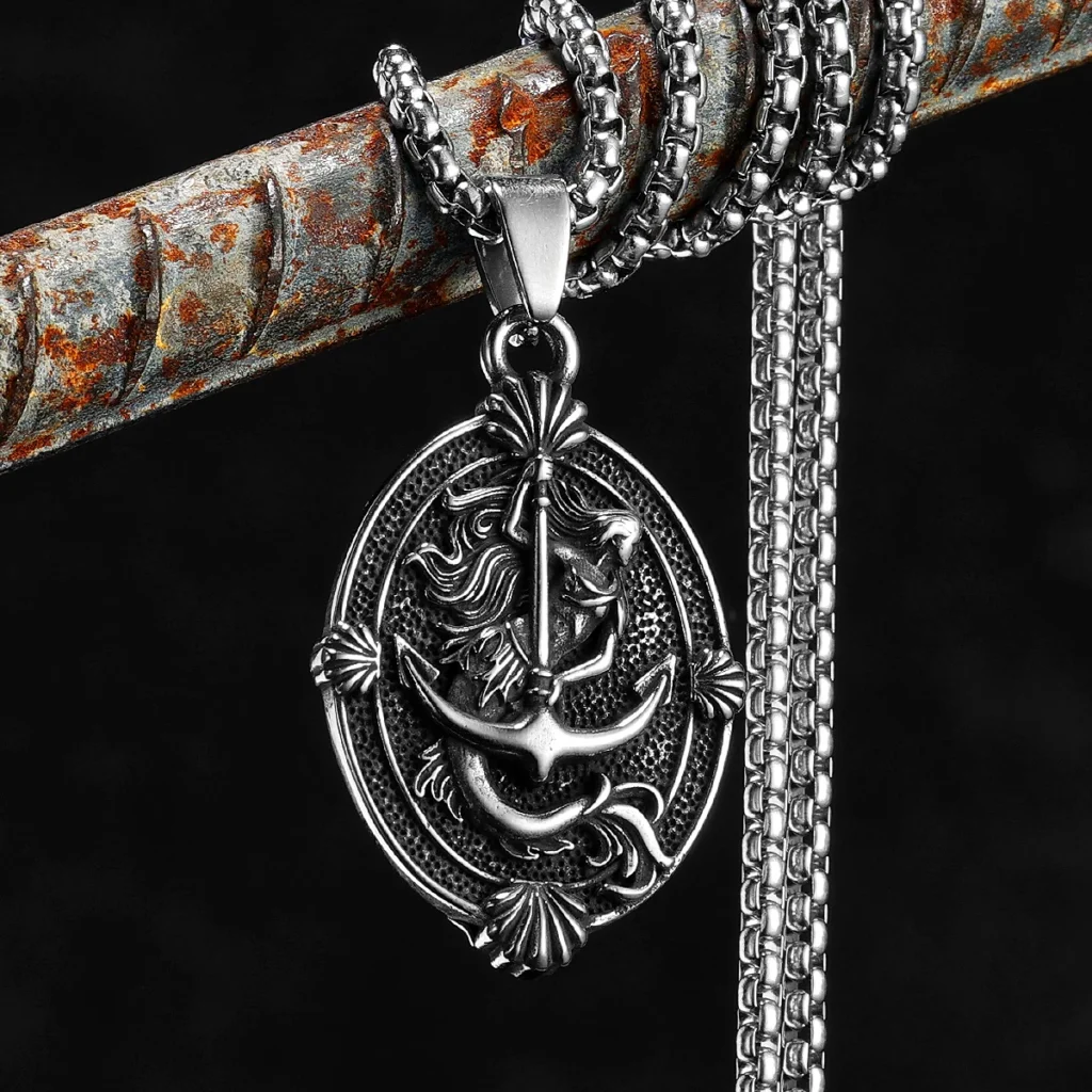 Anchor Mermaid Amulets Men Necklaces Stainless Steel Pendant Chain Women Fashion Jewelry Punk New In Accessories Gifts Wholesale