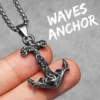 Sea Wave Anchor Men Necklaces Stainless Steel Pendant Chain Women Fashion Jewelry Punk New In Accessories Gifts Wholesale