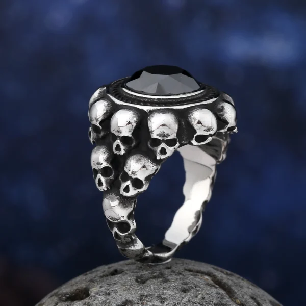 Sea61c9f6b21345a4ab86f641fb120f55i.webp Cool Punk Domineering 316L Stainless Steel Heavy Sugar Skull Ring Mens Punk Rock Biker Jewelry Christmas Creativity Gift