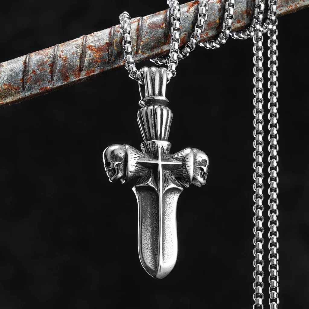 Cross Skull Sword Men Necklaces Stainless Steel Pendant Chain Women Fashion Jewelry Punk New In Accessories Gifts Wholesale