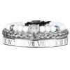 Luxury Set Crown Charm Gold Color Skull Bracelet Stainless Steel Men Black Enamel Roman Number Bangles Europe Couple Jewelry