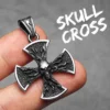 Flame Skull Cross Men Necklaces Stainless Steel Pendant Chain Women Fashion Jewelry Punk Gothic Accessories Gifts Wholesale
