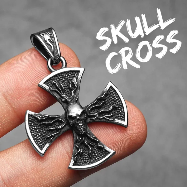 Sf144ce85c6db4693b284dfed382a10ceP.webp Flame Skull Cross Men Necklaces Stainless Steel Pendant Chain Women Fashion Jewelry Punk Gothic Accessories Gifts Wholesale