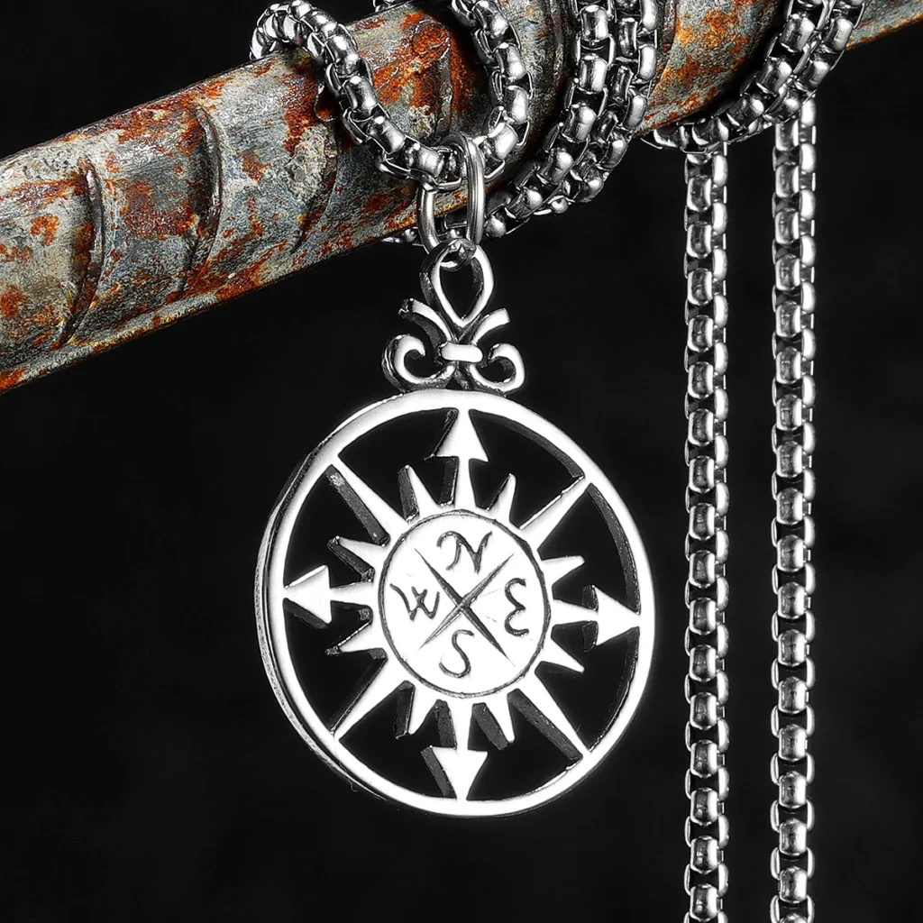 Simple Compass Symbol Men Necklaces Stainless Steel Pendant Chain Women Fashion Jewelry Punk New In Accessories Gifts Wholesale