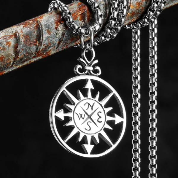 Sf34cf373b33b4953a3b9998db103b5a9B.webp Simple Compass Symbol Men Necklaces Stainless Steel Pendant Chain Women Fashion Jewelry Punk New In Accessories Gifts Wholesale