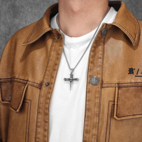 Sf397d251ea524eebbce3a64e8f9ac799R.webp Skull Turquoise Cross Men Necklaces Stainless Steel Pendant Chain Women Fashion Jewelry Double Side Accessories Gifts Wholesale