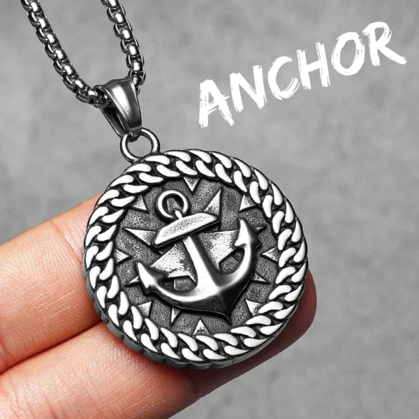 Sf5232003076e417fa87150ffed224000O.webp Round Anchor Rudder Men Necklaces Stainless Steel Pendant Chain Women Fashion Jewelry Punk New In Accessories Gifts Wholesale
