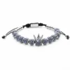 New Blue Zircon Bracelets Men Jewelry CZ Imperial Crown Charm 8mm  Round Braided Macrame Men Cuff  Bracelet Pulseira Feminina