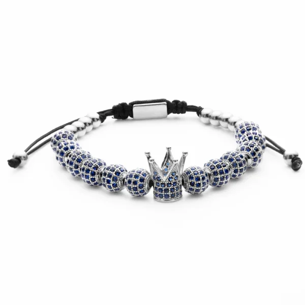 Sf612373a6d2b4fbe9eaeeac4408fc497L.webp New Blue Zircon Bracelets Men Jewelry CZ Imperial Crown Charm 8mm Round Braided Macrame Men Cuff Bracelet Pulseira Feminina